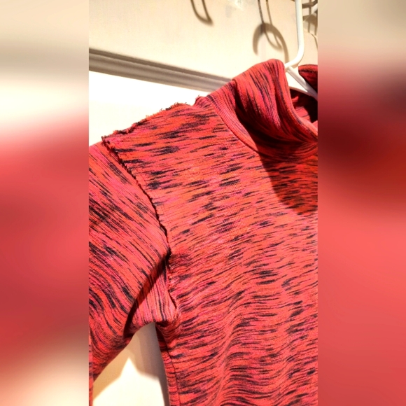 Free People Shirt XS Red Marled Turtleneck Stretch Casual Fitted Preppy - Picture 8 of 11